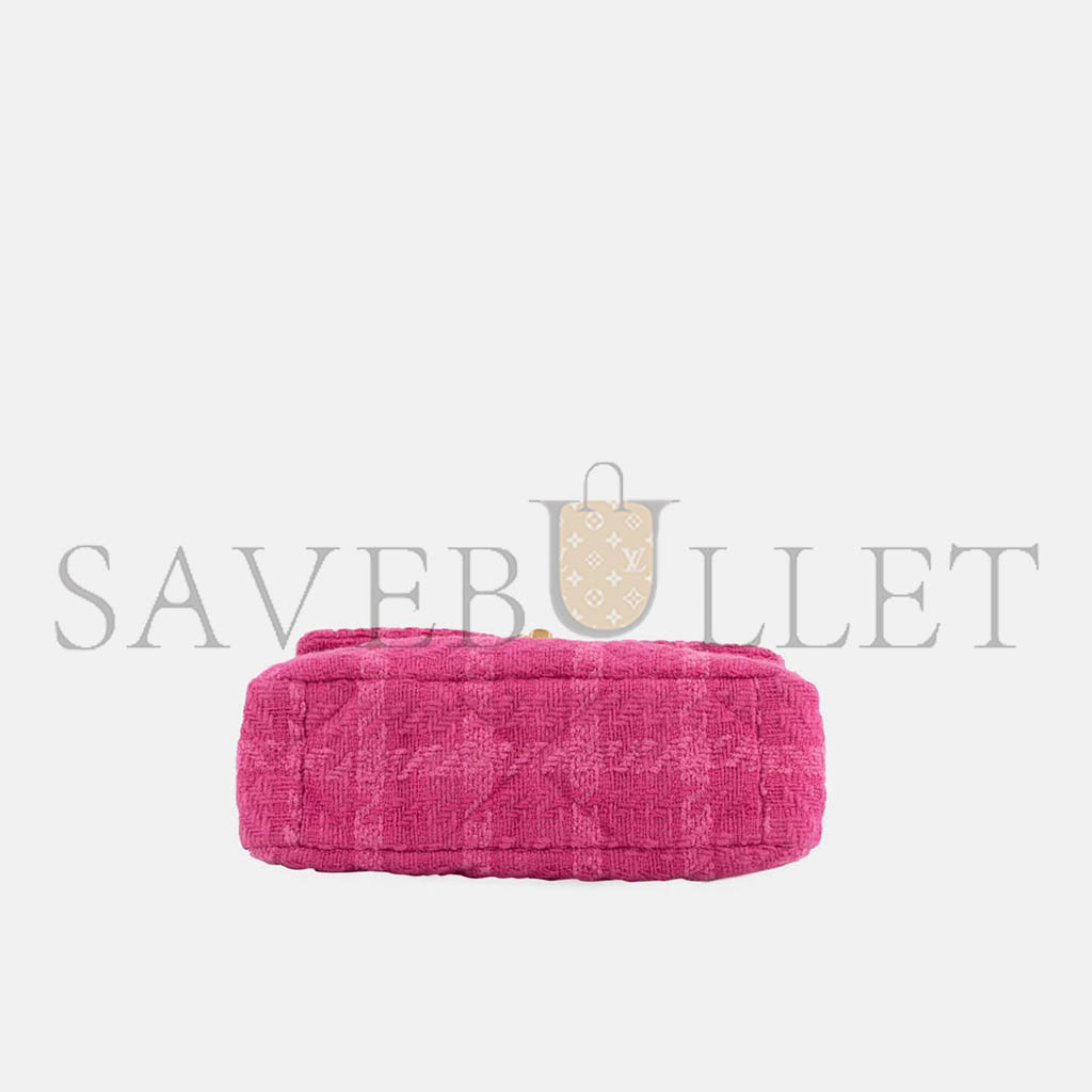 Ch*el 19 flap bag tweed quilted in pink with mixed hardware as1160 (26*16*9cm)